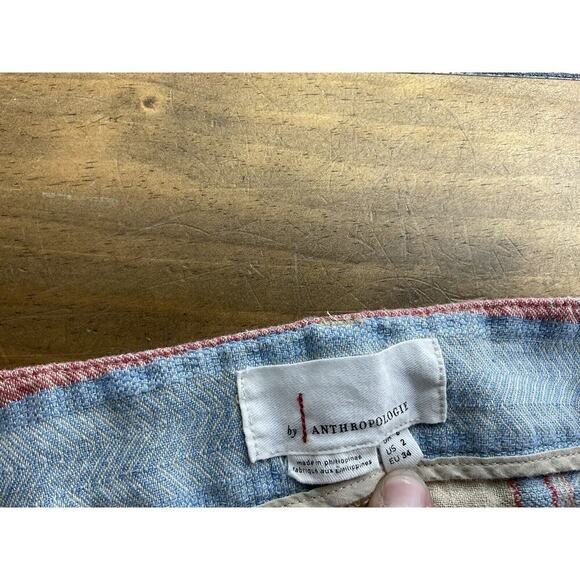 Anthropologie Beachy Wide-Leg Pants Size 2 Linen Blend Striped - Picture 4 of 11